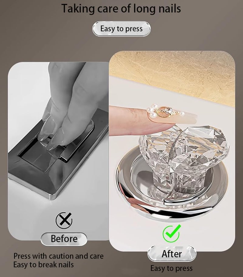 CIXVOEMK Love Heart Toilet Button Pusher,Toilet Flusher Top Push Button for Women Long Nail (1PCS-White transparent) - Image 3